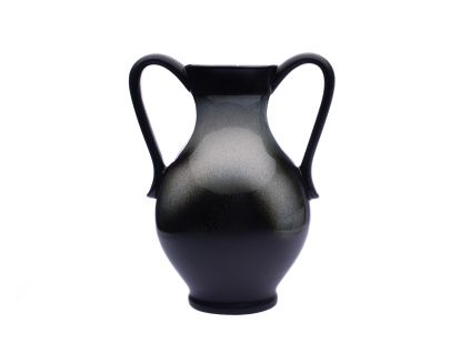 Váza, 38 cm, 2 ucha, keramická, černá