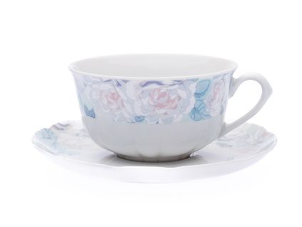 Rose, šálky a podšálky čajové, 225 ml, růžičky, český porcelán, Thun, 4 ks