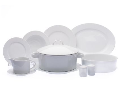 Jídelní souprava, bílá, český porcelán, Ella, Thun, 27 d.