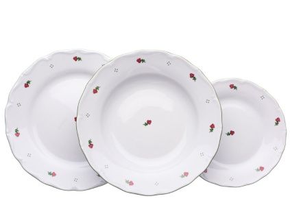 Talířová souprava, Verona, růžové kytičky, 18 d., porcelán G. Benedikt