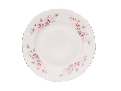 Talíř dezertní, Bernadotte, 19 cm, růže, zlatá linka, slonová kost, Thun