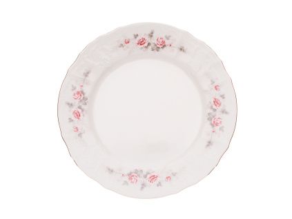 Talíř mělký, Bernadotte, 25 cm, růže, zlatá linka, slonová kost, Thun