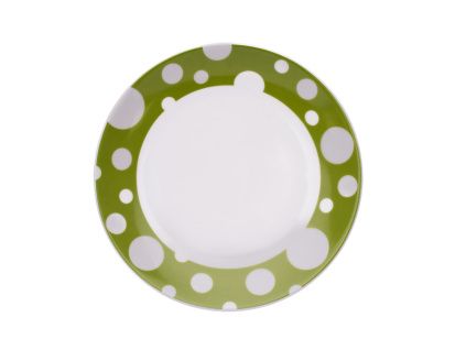 Talíř dezertní, Andrea, 19 cm, zelený pruh, Bohemia Porcelán