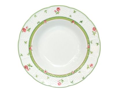 Menuet, talíř hluboký, 23 cm, růže, zelená, Thun
