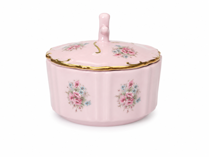 Dóza kulatá 7 cm, růžový porcelán
