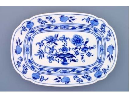 Mísa plochá hranatá  28 cm,  cibulák, Český porcelán