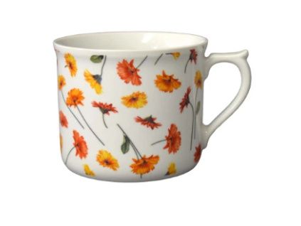Velký porcelánový hrnek vařák, 0,70 l, gerbery, Leander