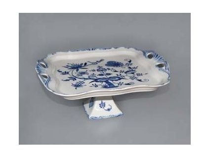 Podnos Aida čtvercový na noze  34 x 29 cm, cibulák, Český porcelán