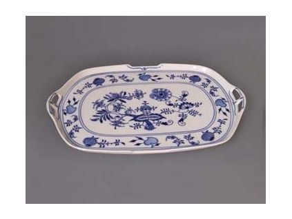 Podnos čtyřhranný s uchy  38 x 24,5 cm, cibulák, Český porcelán