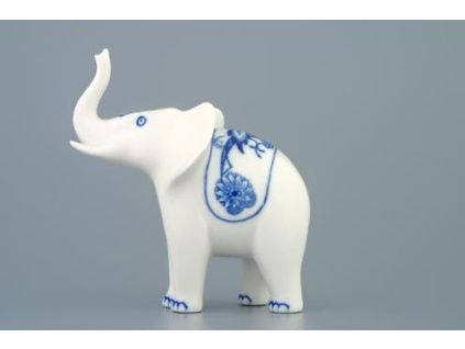 Slon I - jednoduchá dekorace 12 cm, cibulák, Český porcelán
