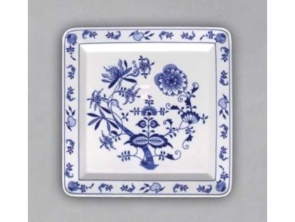 Talíř čtyřhranný 27 cm, cibulák, Český porcelán