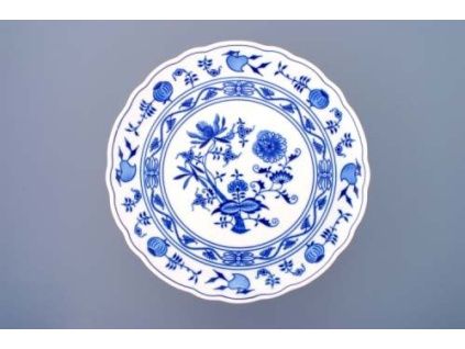 Talíř dortový na noze 31 cm, cibulák, Český porcelán