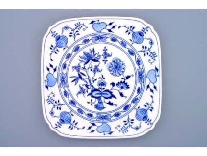 Talíř hranatý 29 cm, cibulák, Český porcelán