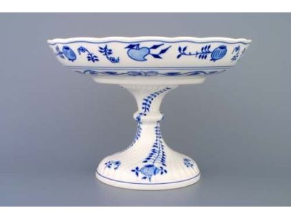 Mísa kompotová oboustranná na ozdobné noze vysoké, 26 cm, cibulák, Český porcelán