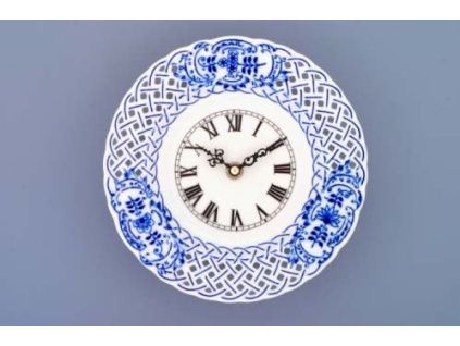 Hodiny prolamované / se strojkem, 18 cm, cibulák, Český porcelán