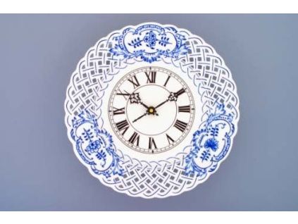 Hodiny prolamované / se strojkem, 27 cm, cibulák, Český porcelán