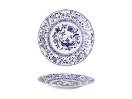 Talíř mělký, český porcelán, 25 cm, Mary-Anne, cibulák, Leander
