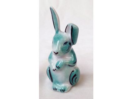 Zajíc modro-zelený sedící, 8 cm, Leander
