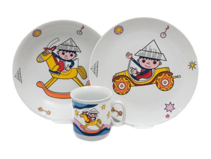 Večerníček, dětská porcelánová souprava (modrá), Thun