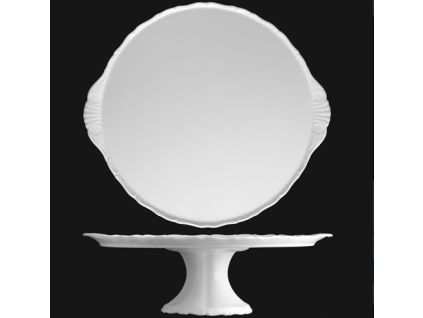 Talíř na dort na noze 33 cm, bílý porcelán, Verona, G. Benedikt