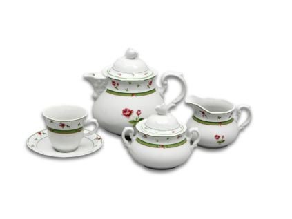Menuet, čajová souprava, růže, zelená, Thun