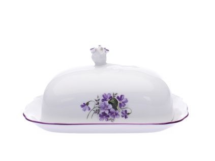 Máslenka, fialky, 250 g, Český porcelán Dubí