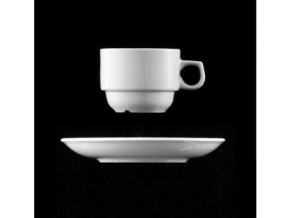 Šálek s podšálkem nízký 250 ml, bílý porcelán, Praha, G. Benedikt
