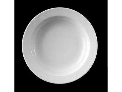 Talíř hluboký 22 cm, bílý porcelán, Praha, G. Benedikt