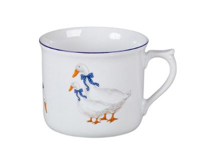 Hrnek vařák, český porcelán, 0,7 l, husy, Leander