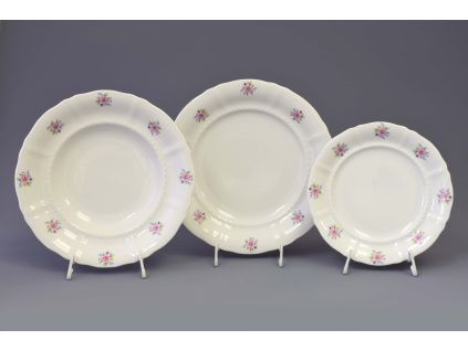 Talířová souprava, Sonáta, házenka Loučky, bílý porcelán, Leander, 18 ks