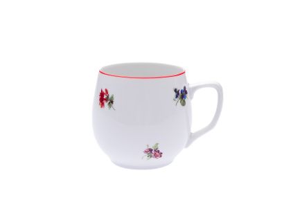 Hrnek Baňák, 300 ml, Český porcelán Dubí, házenka s červeným proužkem