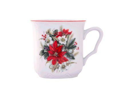 Hrnek Karel, 0,27 l, Český porcelán Dubí, vánoční růže
