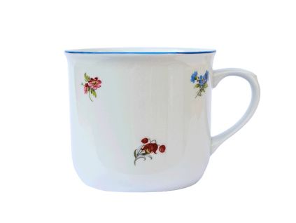 Hrnek Vařák, 0,65 l, Český porcelán Dubí, házenka s modrou linkou
