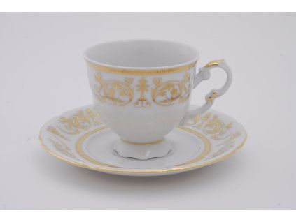 Sonáta, kávový šálek s podšálkem, zlaté ornamenty, 150 ml, Leander
