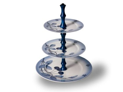 Etažérka, český porcelán, třípatrová, modré třešně, Thun