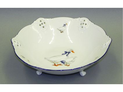 Miska na nožkách 23 cm, husy, český porcelán, Leander