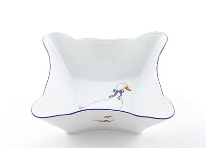 Miska čtyřhranná 14 cm, husy, český porcelán, Leander