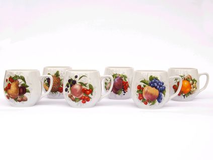 Sada hrnků, 0,3 l, Český porcelán Dubí, Baňák, ovoce, 6 ks