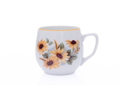 Hrnek Baňák, 300 ml, Český porcelán Dubí, rudbékie, žlutá linka