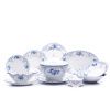 Jídelní souprava, český porcelán, Bernadotte, modré květy, 25 d., Thun 1794
