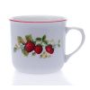 Hrnek Vařák, 0,65 l, Český porcelán, jahody s červenou linkou