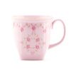 Hrnek hranatý 0,33, růžový porcelán, kytičky, zlatá linka, Leander