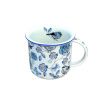 Porcelánový plecháček s motivem ptáků v modré, český porcelán