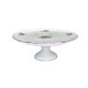 Talíř dortový na noze, 31 cm, fialky, Český porcelán
