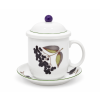 Hrnek se sítkem na čaj, 440 ml, černý bez, porcelán Thun