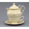 Šálek s konvičkou, český porcelán, slonová kost, zlatá linka, 0,2 l a 0,4 l, Leander