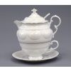 Šálek s konvičkou, český porcelán, platinová linka, 0,2 l a 0,4 l, Leander